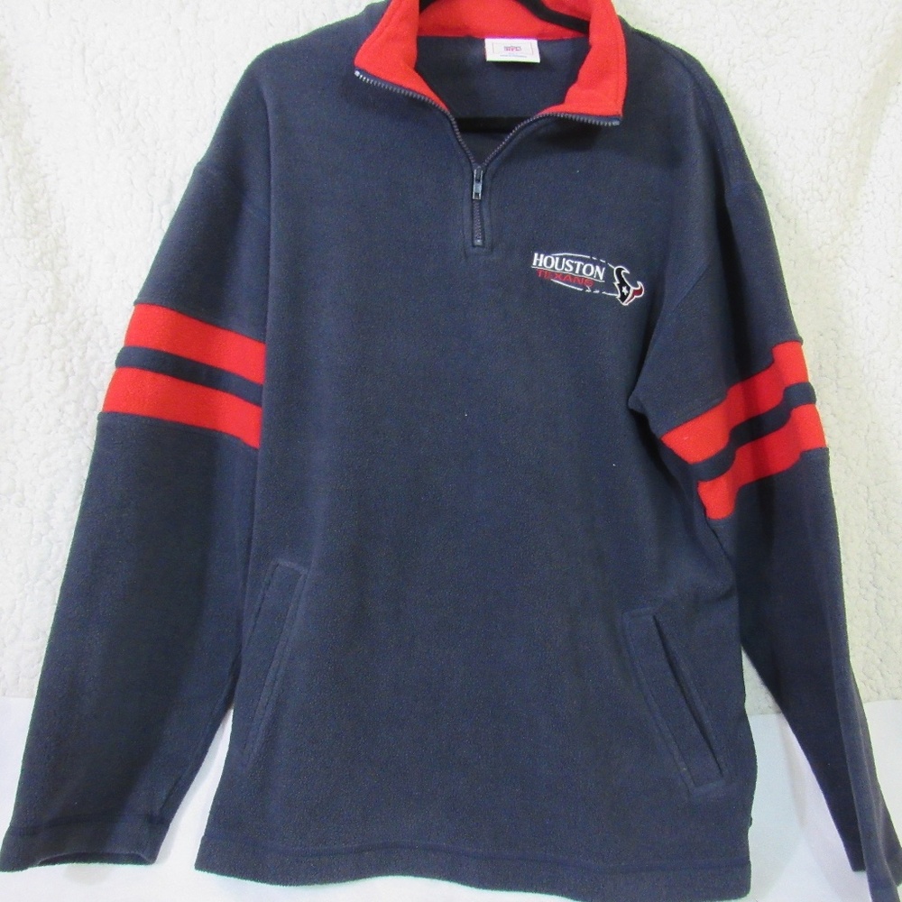 NFL Team Apparel Houston Texans 1/4 Zip Fleece Sweatshirt Sz Large Polyester
